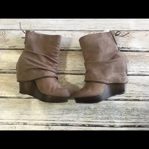 Wedge booties- Taupe